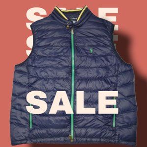 Polo Ralph RL Lauren Packable Full Zip Down Puffer Vest Men's 1XB Blue Pockets